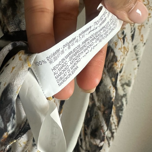 Zara Printed Draped Tulle Top Mesh Long Sleeves Shirt Size S - Picture 3 of 5